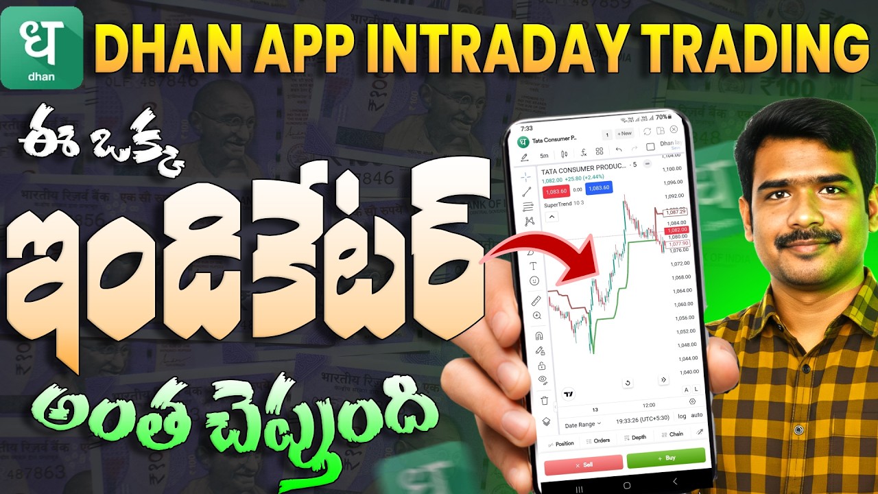 How to Trade Intraday in Dhan App using Super Trend Indicator in 2026 in Telugu | Dhan App Telugu