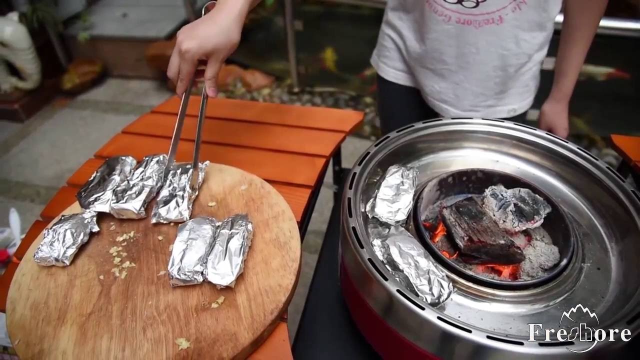 Portable Charcoal Outdoor BBQ Grill Smoke＆Smokeless Pan Optional BuiltIn Electric Fan Power Supplied