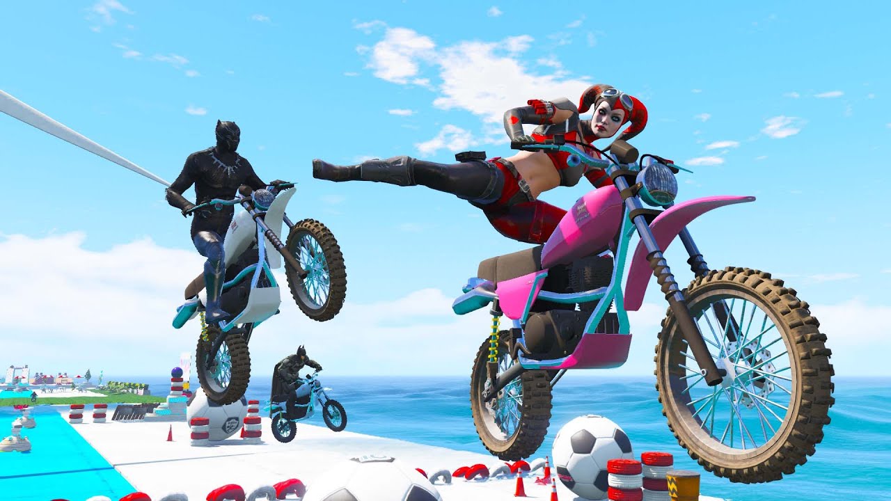 PSYCHO BIKE RACE w/ Batman Black Adam Spiderman & more (GTA 5 superhero funny contest)