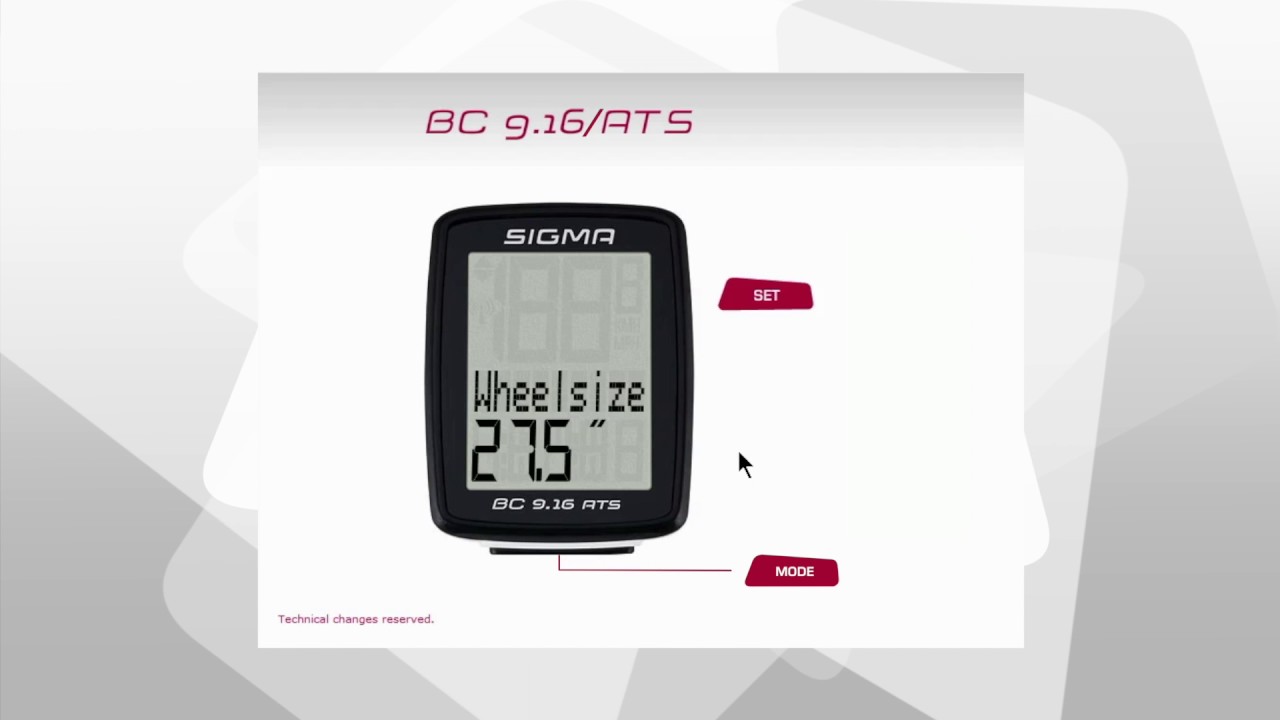SIGMA SPORT // BC 9.16/ATS // Настройки (EN)