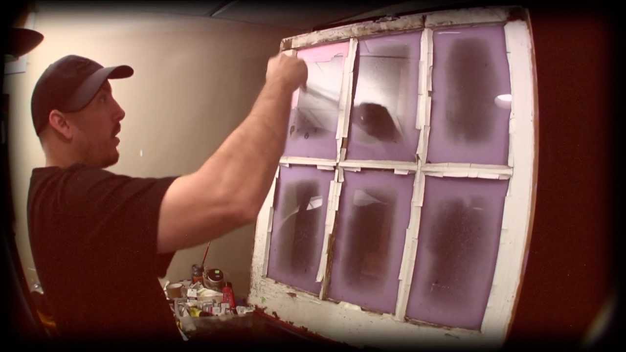 ABSTRACT ART PAINTING on GLASS WINDOW