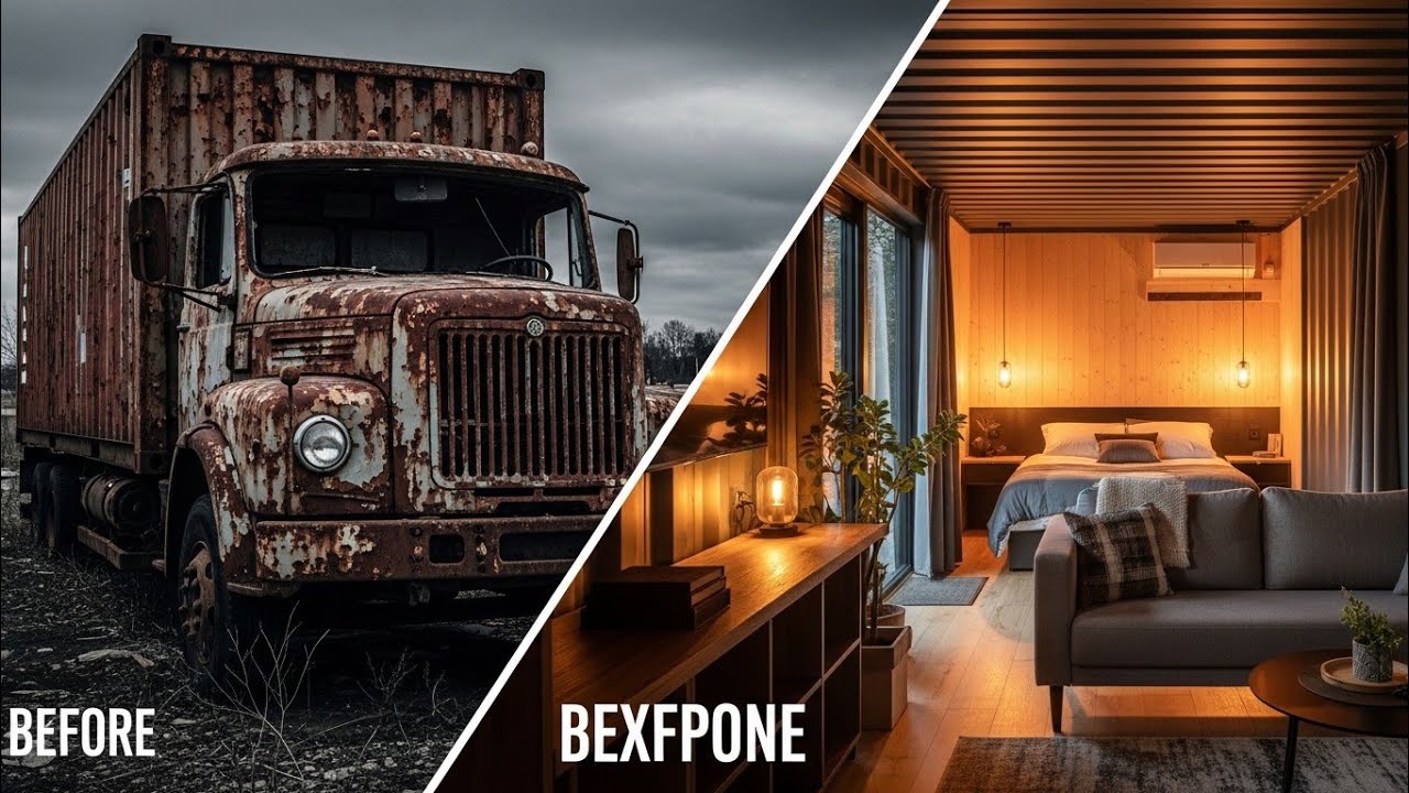 Old Container Truck Restoration into a Cozy Living Room & Bedroom | Full Transformation 