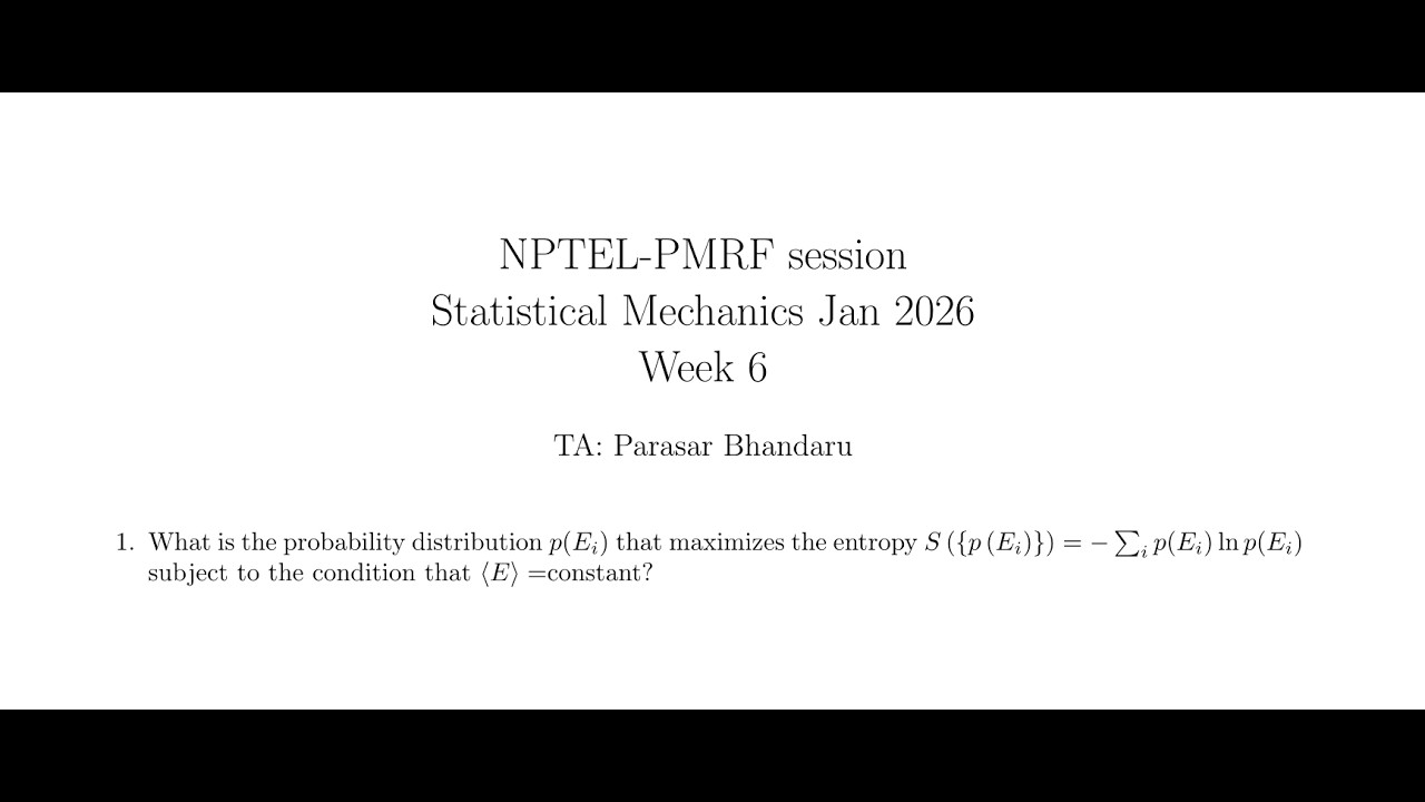 Week 6 | Statistical Mechanics