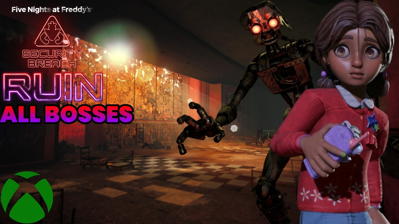 FNAF Security Breach Ruin DLC - All Bosses + Both Endings