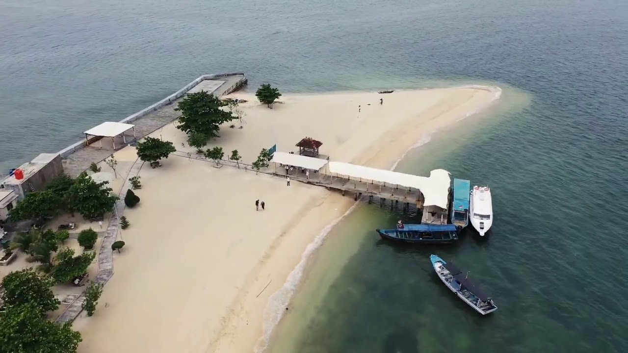 High angle footage of the island using drone