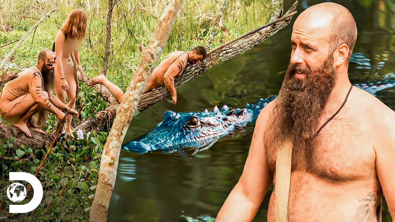 Ryan, Riley e Matt conseguem capturar um crocodilo | Largados e Pelados: A Tribo | Discovery Brasil