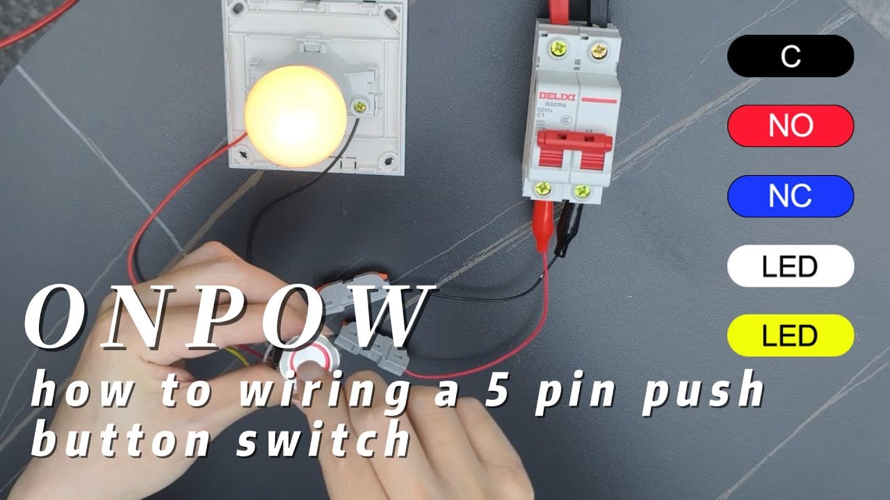 How to wiring a 5 pins push button switch？