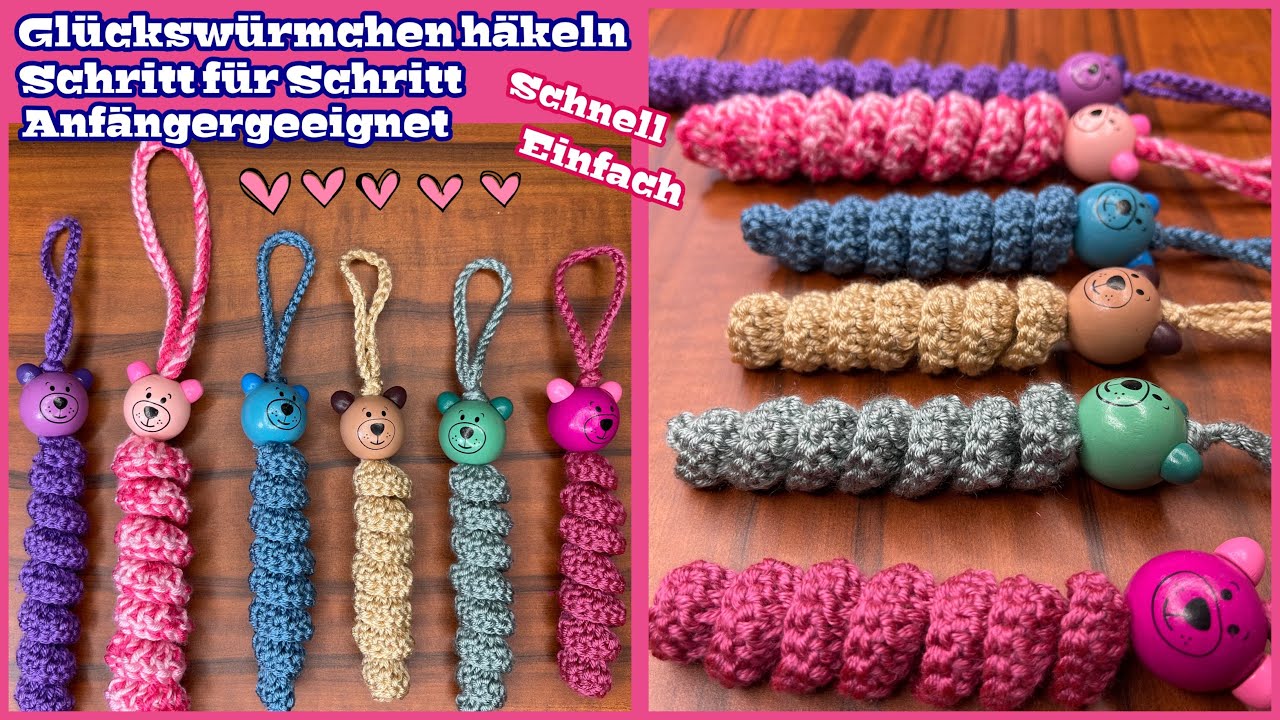 Glückswürmchen häkeln | Schritt für Schritt | Schnell & Einfach | Sorgenwürmchen | Schlüsselanhänger