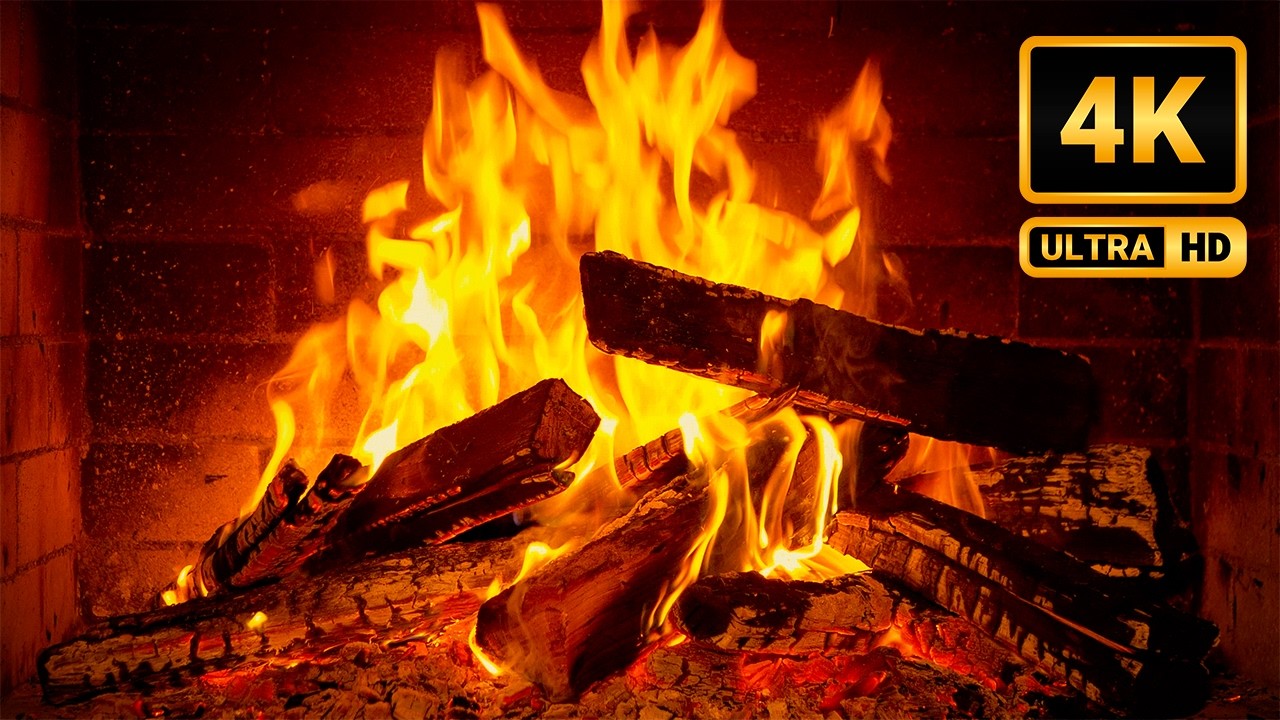 Peaceful Fireplace Night Ambience 🔥 Burning Logs & Soothing Piano for Deep Sleep