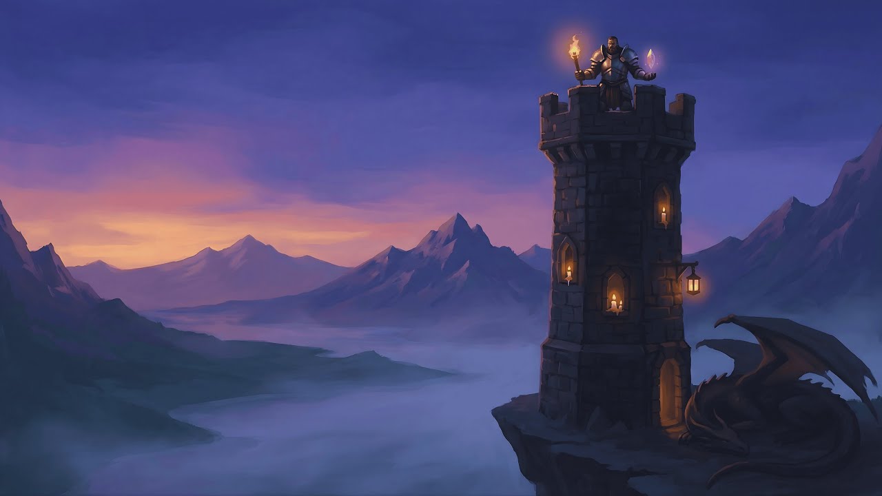 Dragon’s Watchtower at Dusk 🐉 | D&D Lofi Ambience for Studying & Focus