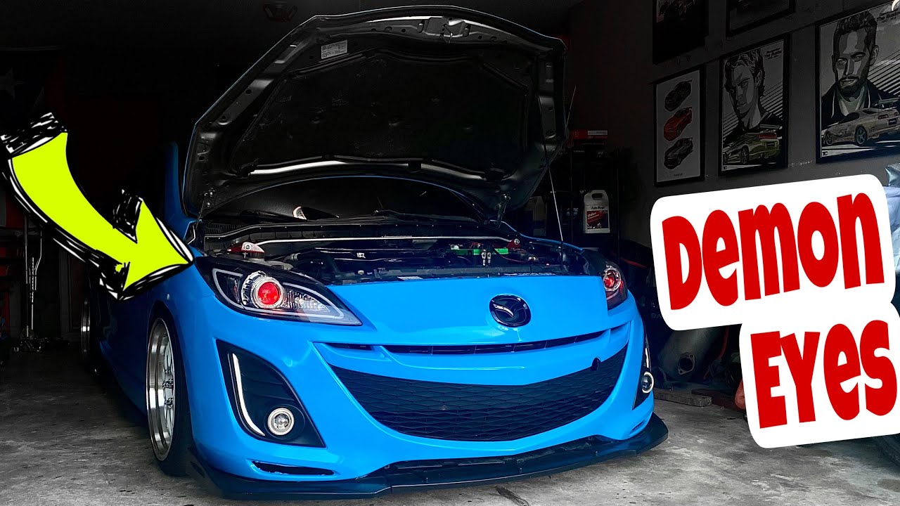 Installing DEMON EYES for my Mazda 3! Custom Headlights