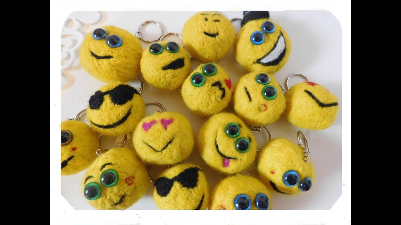 Anleitung Filzanleitung Schlüsselanhänger Smiley Emoticon Emoji filzen basteln - frisk tutorial