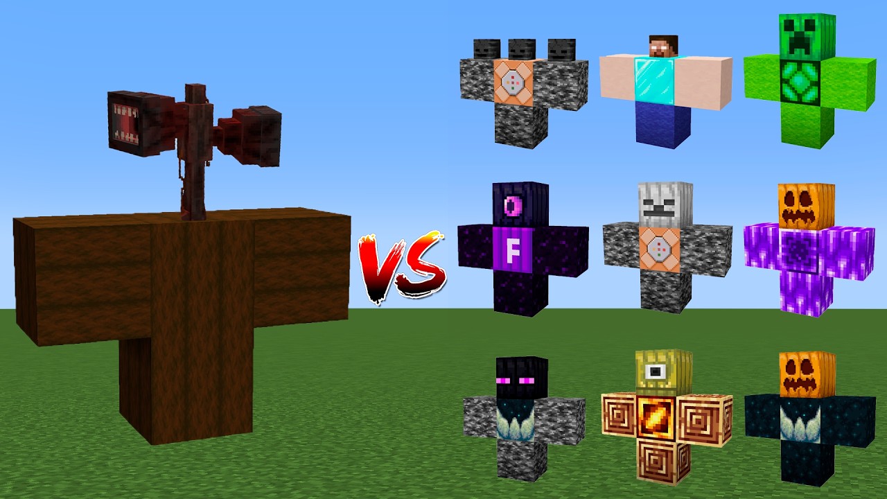 Siren Head vs All Minecraft Bosses - Minecraft Mob Battle