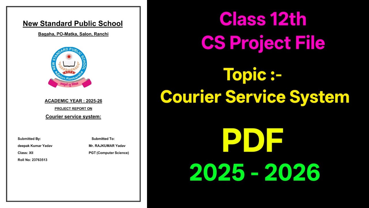 Courier Service System Project File for Class 12 Computer Science | 2025-2026 With PDF 