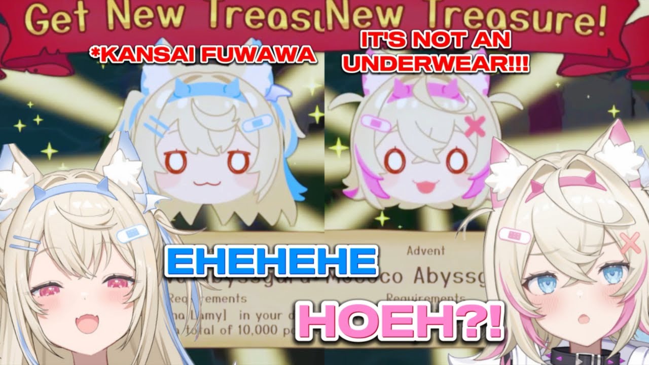 FuwaMoco react to their voice lines in Hololive Treasure Mountain [Hololive/FuwaMoco] [EngSub]