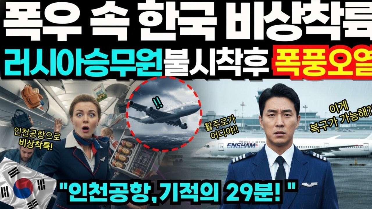 [해외감동사연] 폭우 속 비상착륙! 러시아 미녀 승무원의 첫 경험이 된 인천공항의 기적! 전세계 충격과 폭풍오열