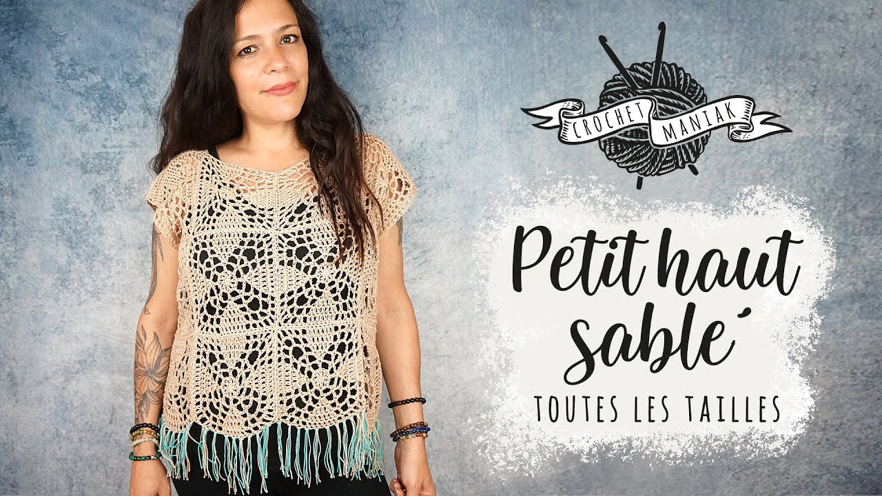 CROCHET PETIT HAUT TOP ETE AVEC DES GRANNY FACILE  ET RAPIDE