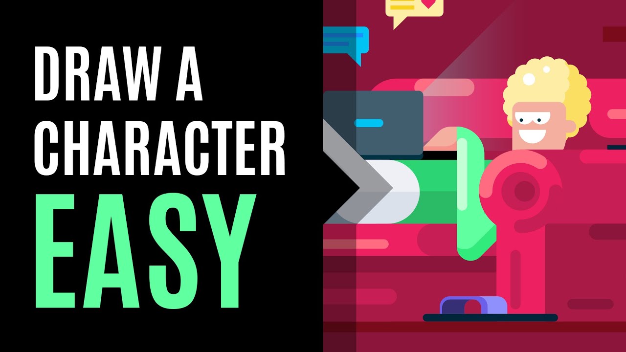 FLAT DESIGN CHARACTER, Digital Illustration Art, Adobe Illustrator STEP BY STEP Drawing Tutorial