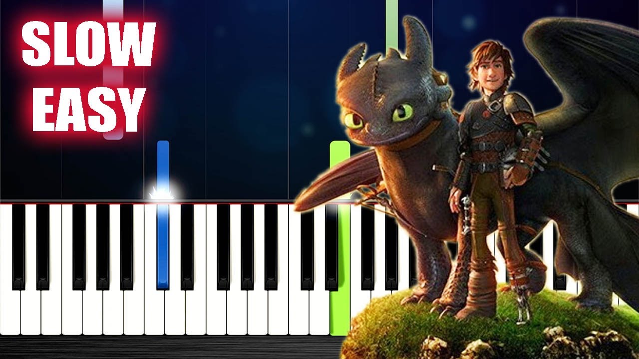 How To Train Your Dragon - Where No One Goes - SLOW EASY Piano Tutorial