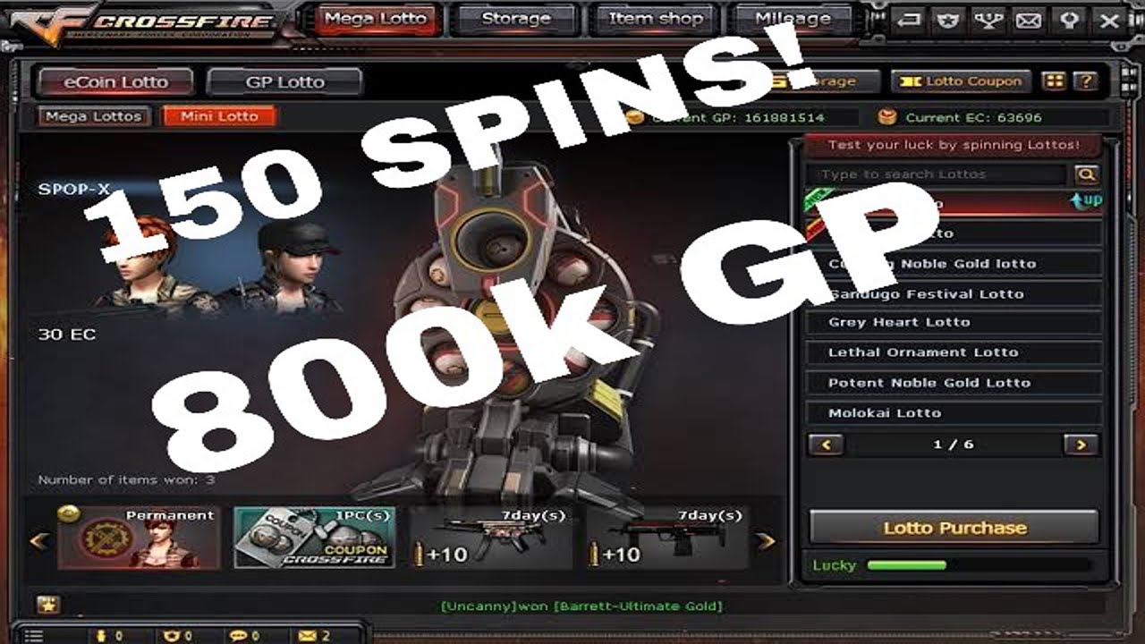 CFPH: Spending 800K+ GP Lotto (150 Spins) + Gold Rush Spin | RhodosG3rund [ Crossfire PH ] CFScam!