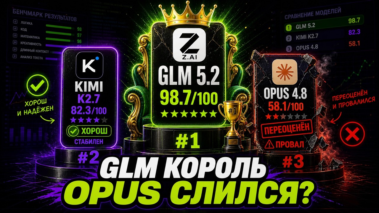 Такого от GLM 5.2 не ждали! GLM5.2 vs Kimi K2.7 vs Opus4.8