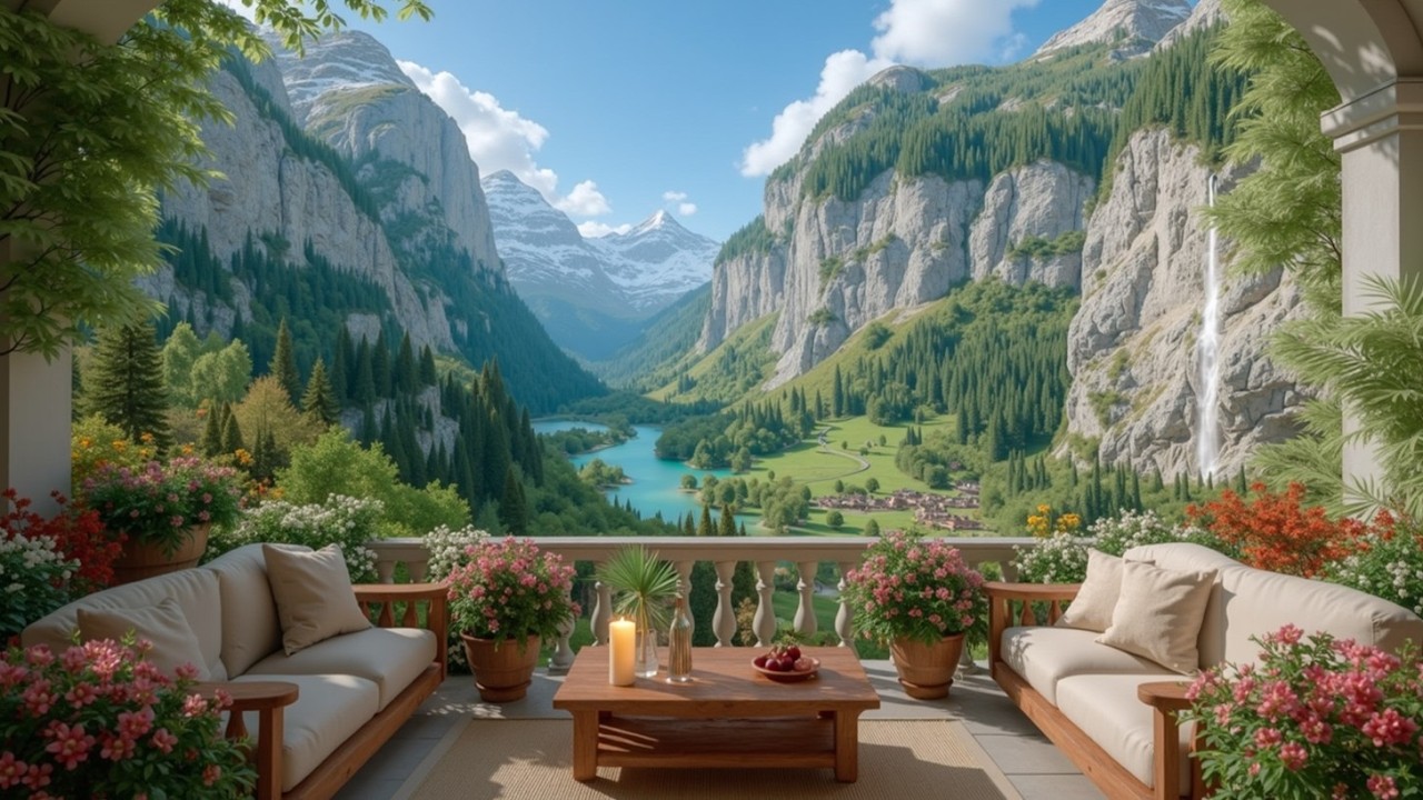 Спокойная атмосфера на уютной веранде ~ Расслабляющий вид на горы