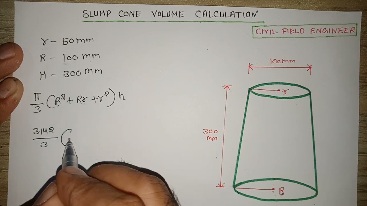Concrete volume for slump cone | Slump cone test of concrete