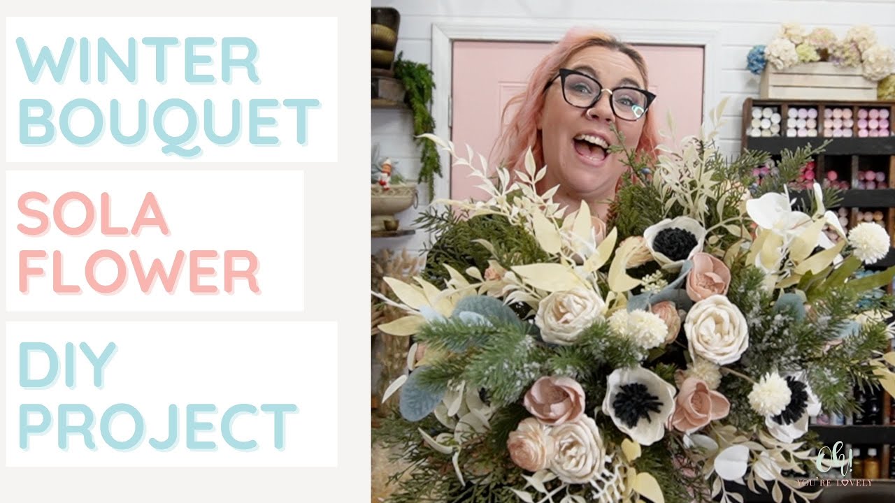 Making a winter bouquet with sola wood flowers