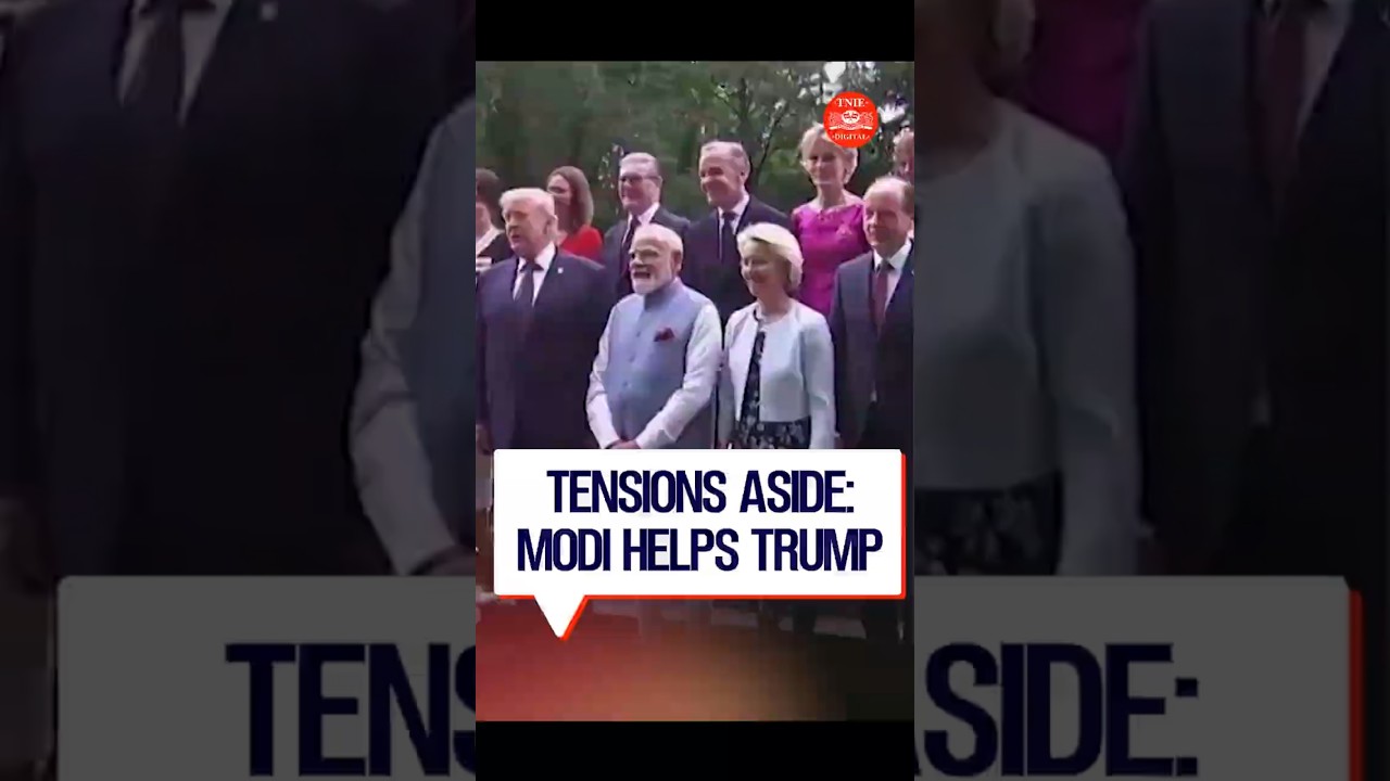 Despite tensions, PM Modi helps Trump on and off the stage during G7 photo