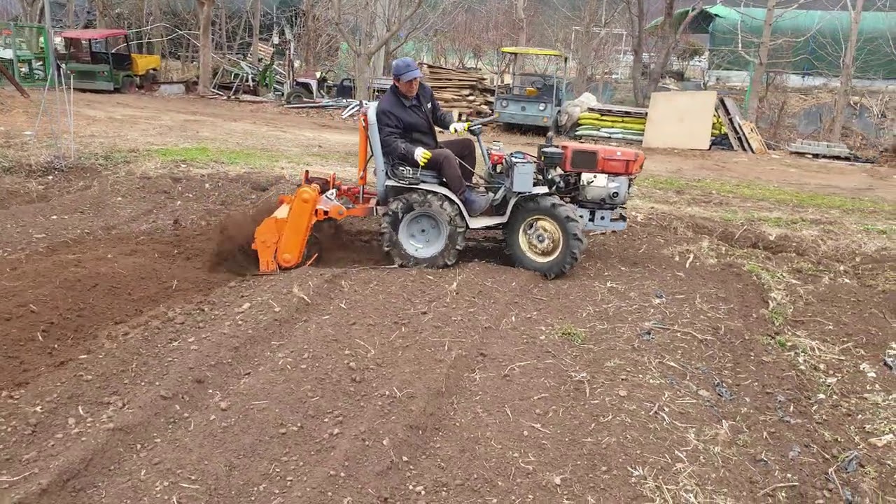 경운기관리기 로타리작업.Abc tiller tractor.핸들관리기로타리작업.