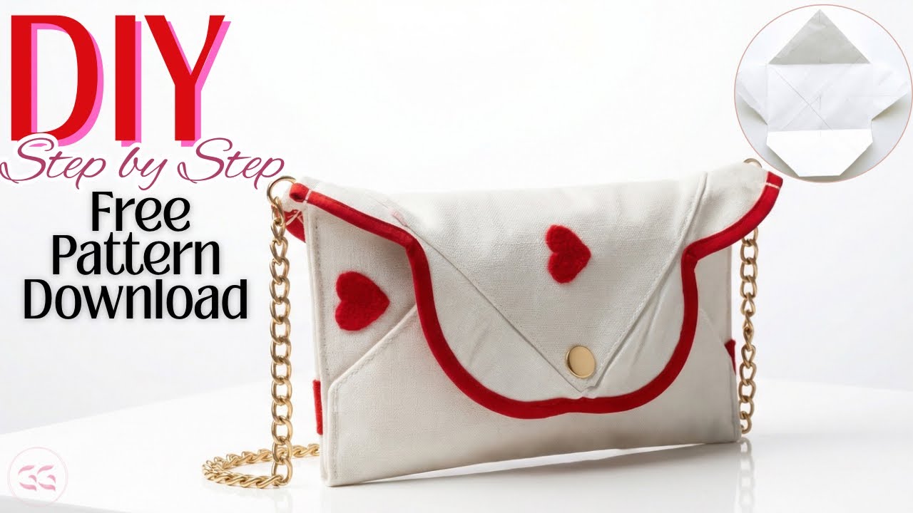 The Sweetest Valentine Envelope Clutch Made from a Pillow Cover & One Unique Shape