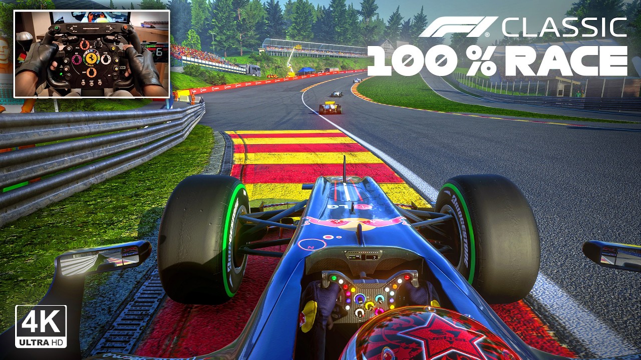 Sebastian Vettel's Red Bull RB5 V8 - Belgian GP 100% Race | F1 Classic Steering Wheel Gameplay
