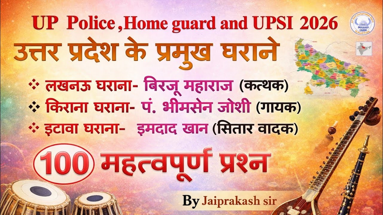 उत्तर प्रदेश के प्रमुख घराने l Uttar Pradesh ke Pramukh gharane l UP Special Static Gk