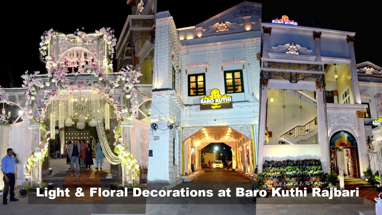 Stunning Light & Floral Decorations at Baro Kuthi Rajbari, a Historic Wedding Venue