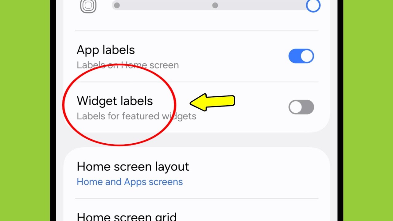 Widget labels setting on Samsung galaxy phone