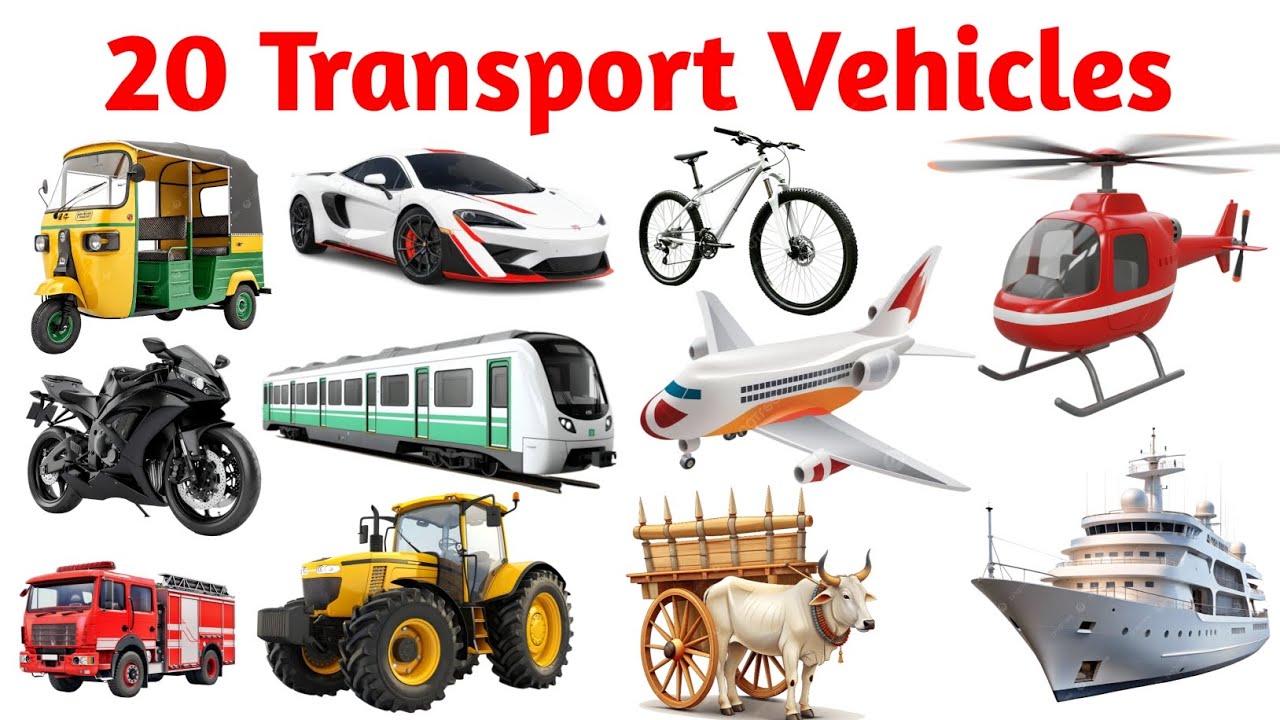 English in Hindi | 20 Vehicle Names for Kids | बच्चों के वाहन 🚗