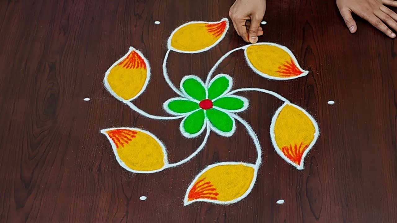 7×4dots ugadhi special rangoli🌷|easy ugadhi muggulu🌷|pandaga muggulu|easy rangoli#Rang Kaa Rangoli