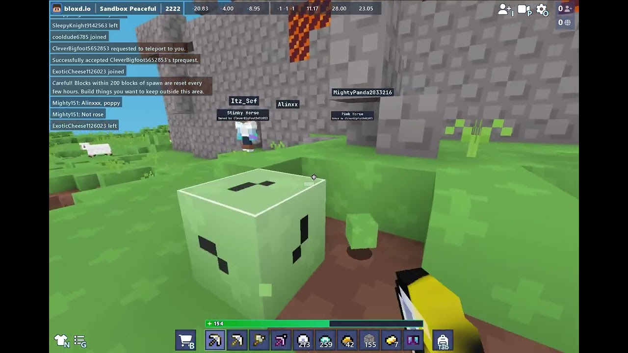 Come to spawn for free diamonds💎! (And get trapped in the wall🤣) Join peaceful lobby 2222 to see me!