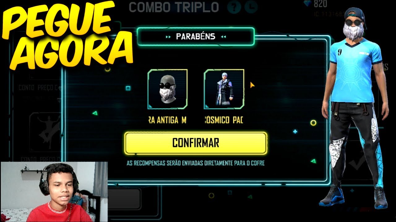 GANHANDO A BARBA DO VELHO NO EVENTO COMBO TRIPLO FREE FIRE GASTANDO DIAMANTES barbinha
