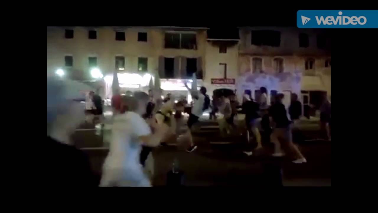 English and Russian hooligans fighting at euro 2016