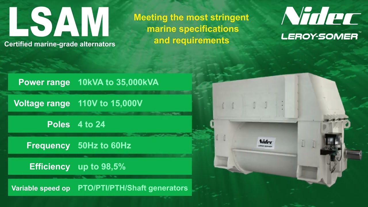 Nidec Leroy-Somer LSAM Alternator range for the Marine industry