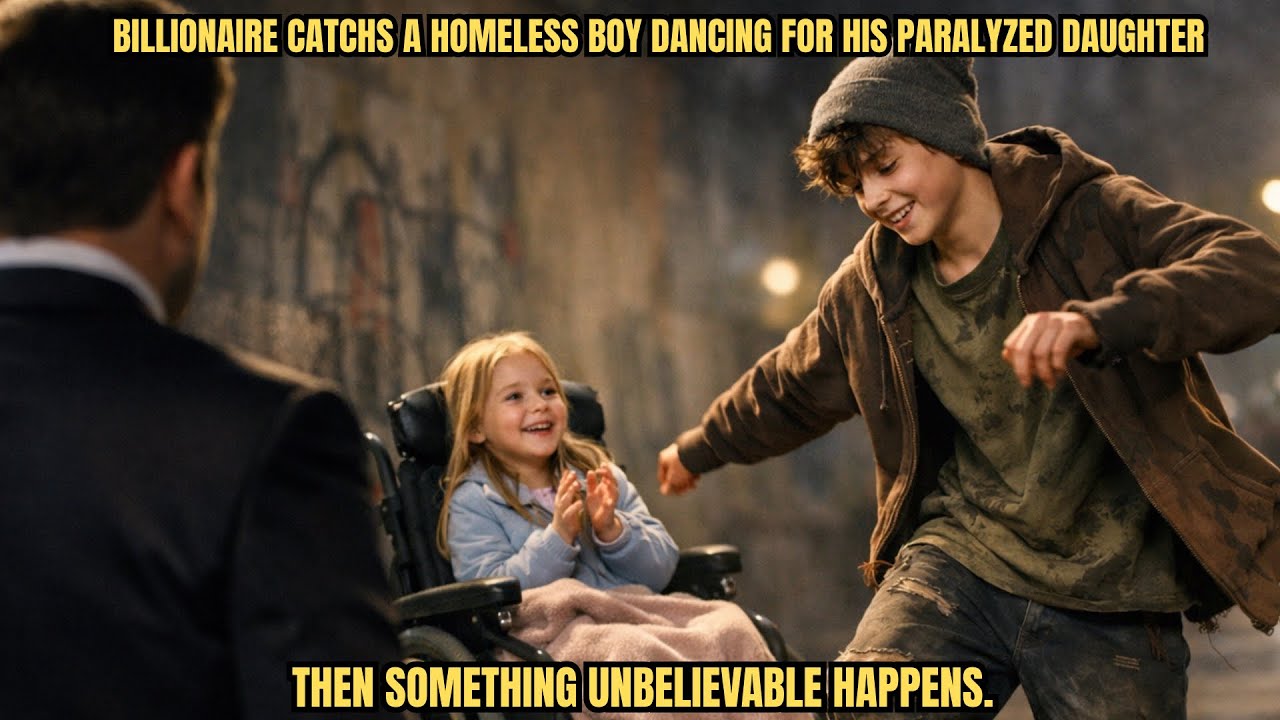 BILLIONAIRE CATCHS A HOMELESS BOY DANCING FOR HIS PARALYZED DAUGHTER … THEN SOMETHING UNBELIEVABLE….