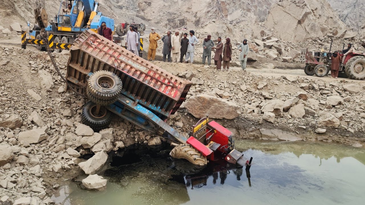 BRAKE FAILURE! Tractor Plunges Into Deep Pond — Miraculous KATO Crane Rescue!