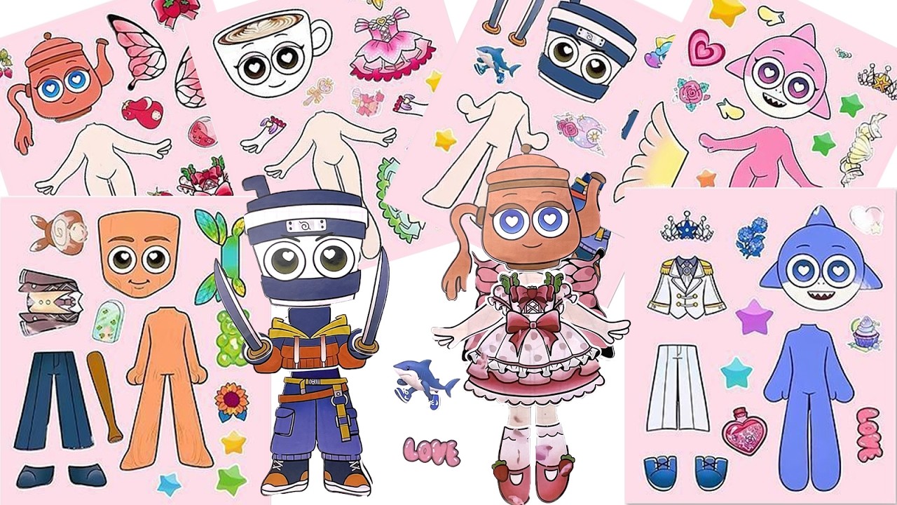 ASMR Brainrot Family Dress Up Sticker Book ✨ | Tung Tung Sahur & Cappuccino Assassino | No Talking