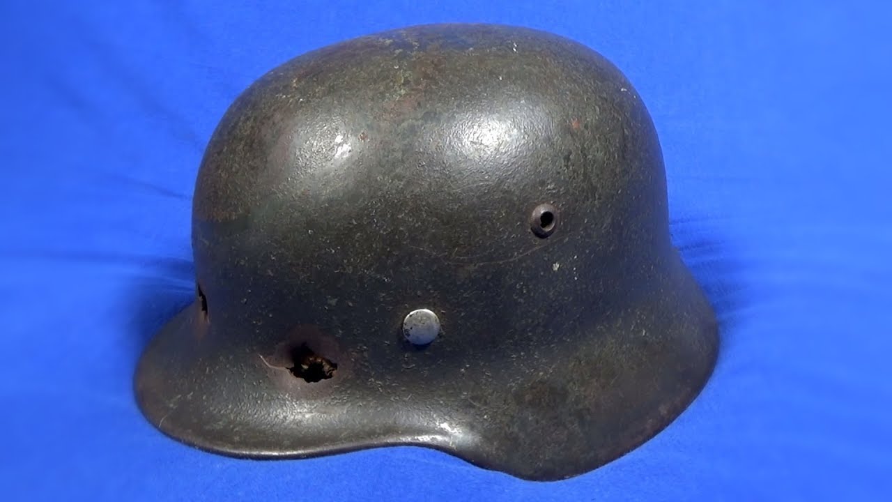 German WW2 Helmet With Bullet Holes and Blood Stained Liner { KIA } Vet Bring Back