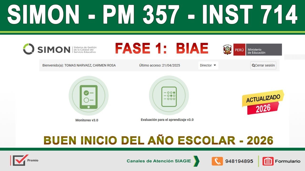 Registro del PM 357 - INST 714 Buen Inicio Del Año Escolar 2026 (BIAE) - SIMON 2026