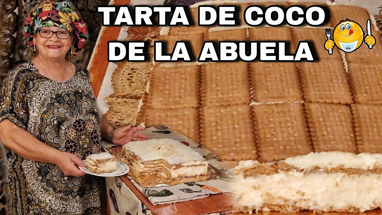 TARTA DE COCO CON GALLETAS DE LA ABUELA fácil. Deliciosa. María la pastelera - Recetas paso a paso.