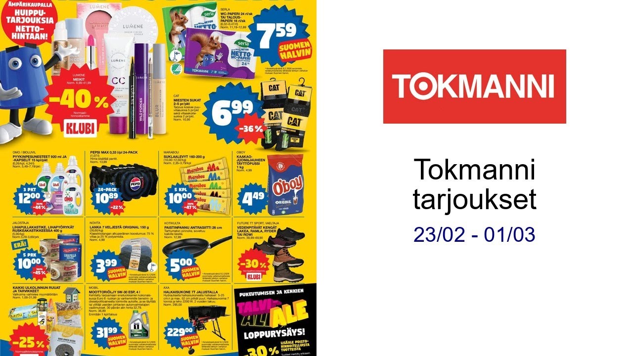Tokmanni tarjoukset 23/02 - 01/03