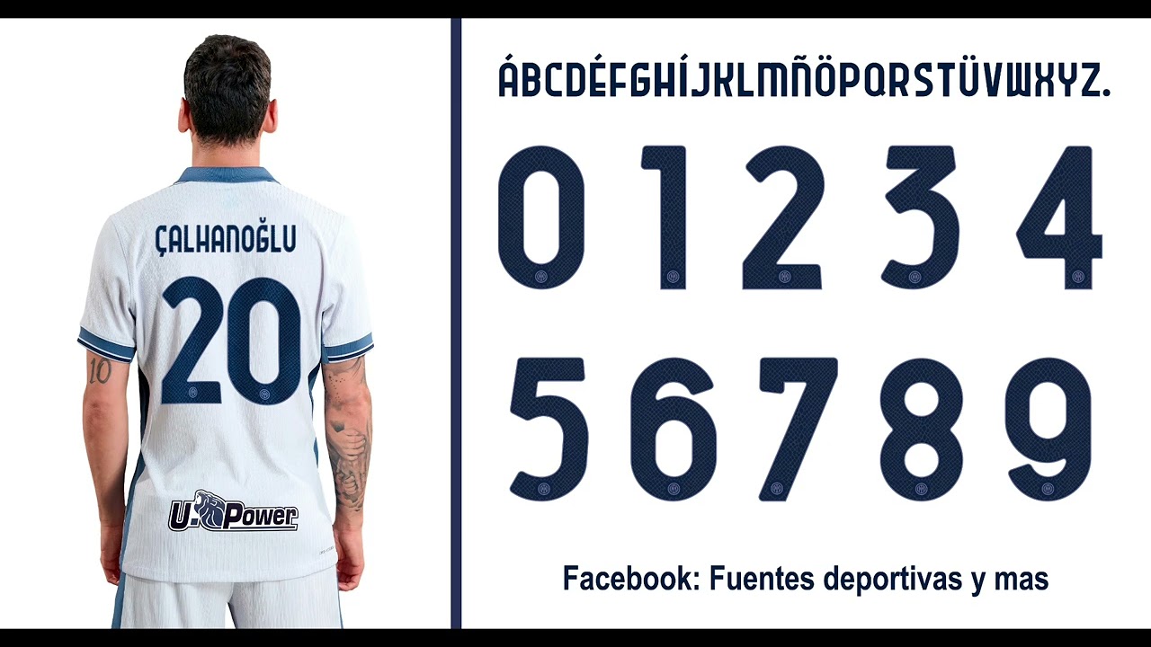 Tipografia Inter Milan visitante 2024 free download Inter Milan Away Font 2024