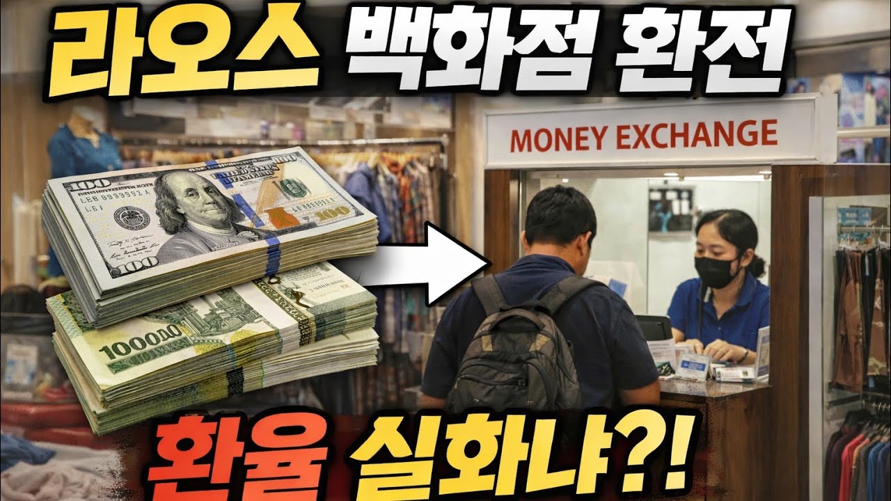 라오스 비엔티안 백화점에서 환전해봤습니다.